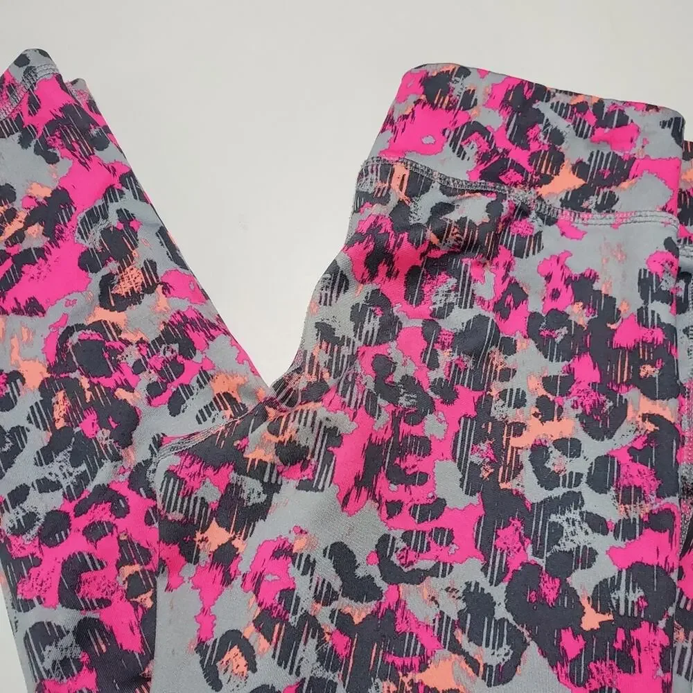 Old Navy Active Pant Girls Size 8 GoDry Hot Pink Leopard Legging Comfort Stretch